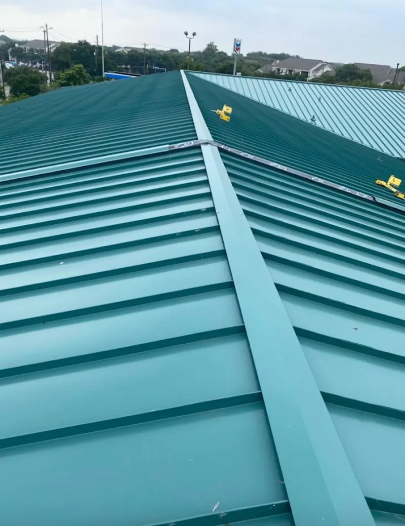 Green commercial metal roof ridge and valley for Metal Roof Repair in Bernardsville